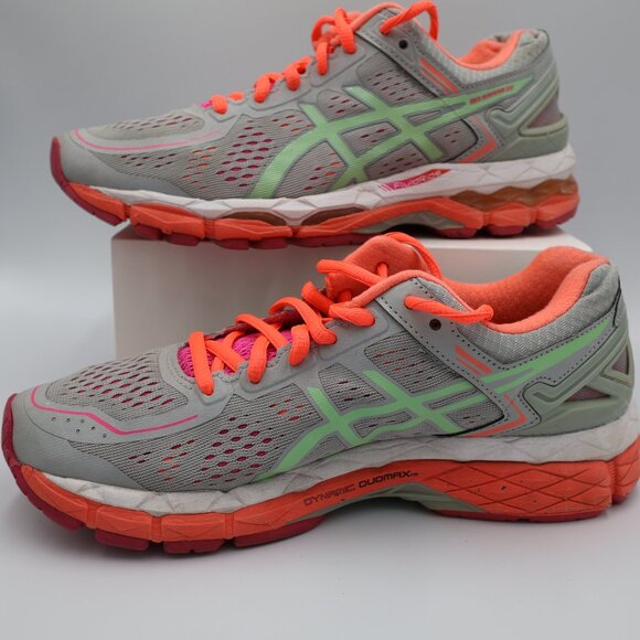 Asics Gel-Kayano 22 Women's Size 7.5 Running Shoes Orange Gray Green - Picture 2 of 12